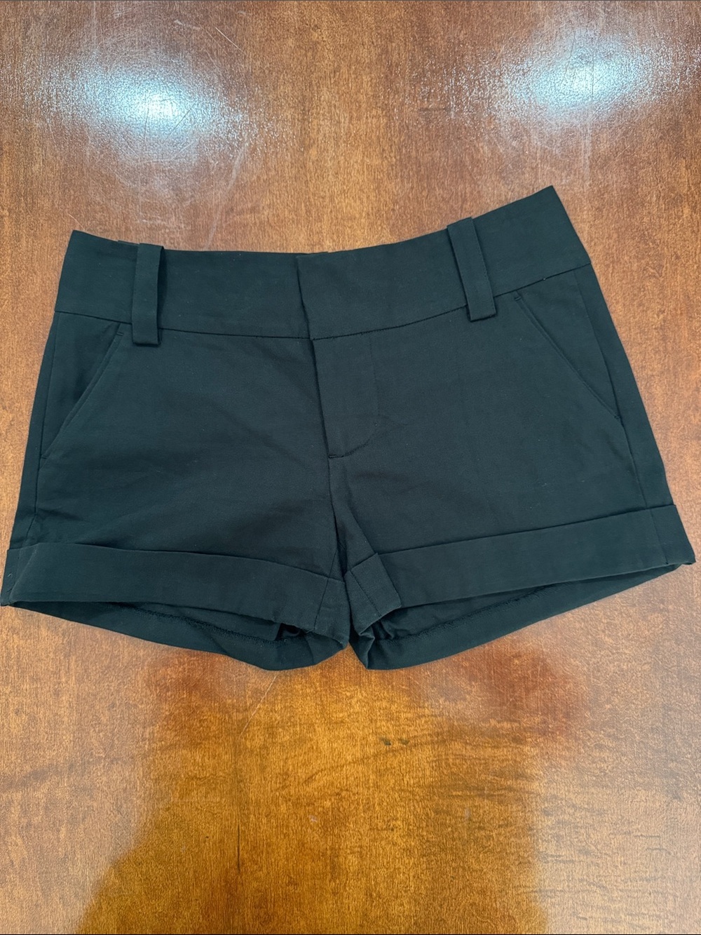 Alice + Olivia Classic Black Cady Cuff Shorts